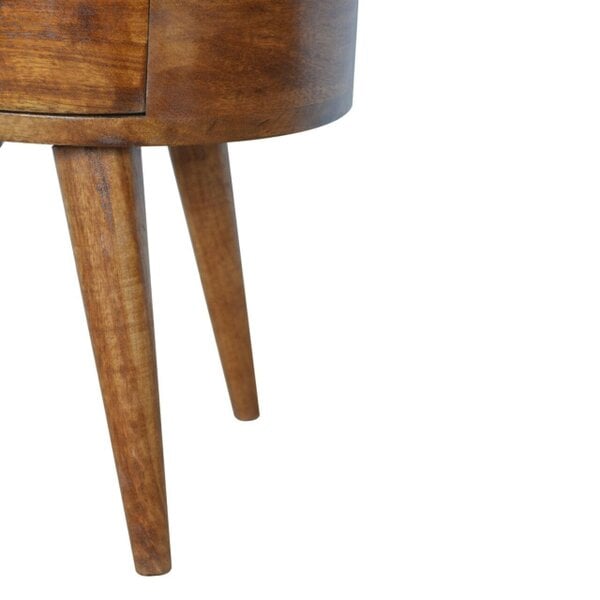 Wyld Haus Brescia Chestnut Mango Wood Oval Bedside Table 2 Drawers