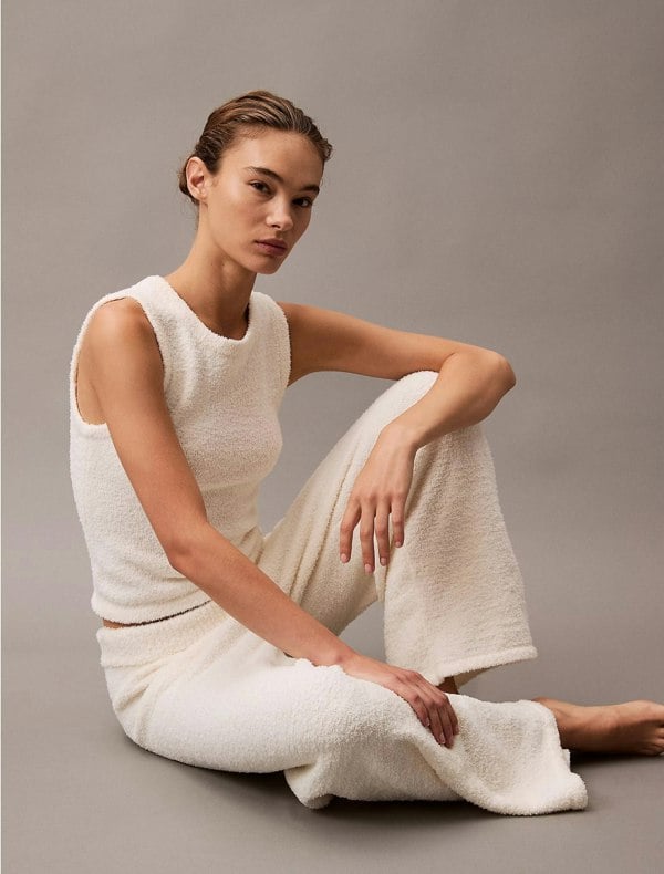 Calvin Klein PLUSH SWEATER Womens Pants Ivory