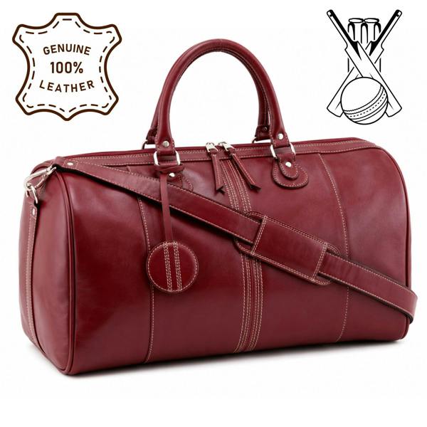 Mala Leather Edgbaston Leather Cricket Holdall Red Weekend Travel Bag