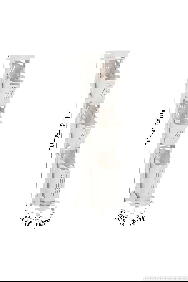 Living and Home 4-Tier Detachable Kitchen Fruit Vegetable Basket Storage Rack Laundry with Wheels Trolley Cart