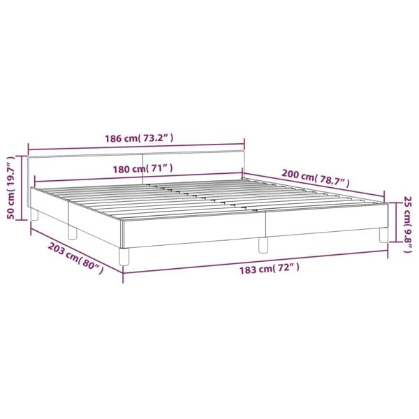Berkfield Bed Frame with Headboard Black 180x200cm 6FT Super King Fabric