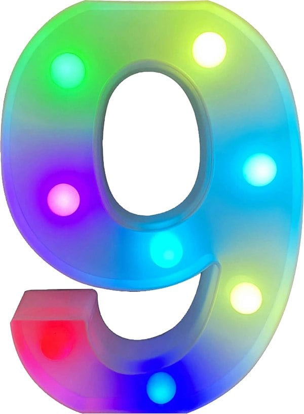 St Helens Battery Operated RGB Number With Remote Control Number 9