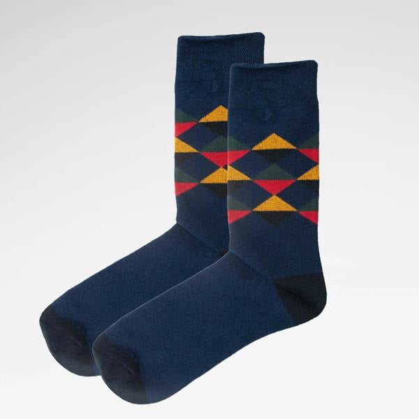 Jemsox Multi Diamond Pattern Organic Cotton Mens Socks | Comfort Welt Top