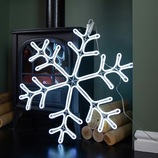 Samuel Alexander 59cm x 56cm Light up Neon Flex Christmas Snowflake with Blue & White LEDs