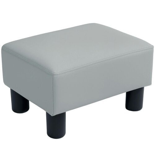 Wyld Haus Relata Faux Leather Grey Cube Footstool With Black Legs