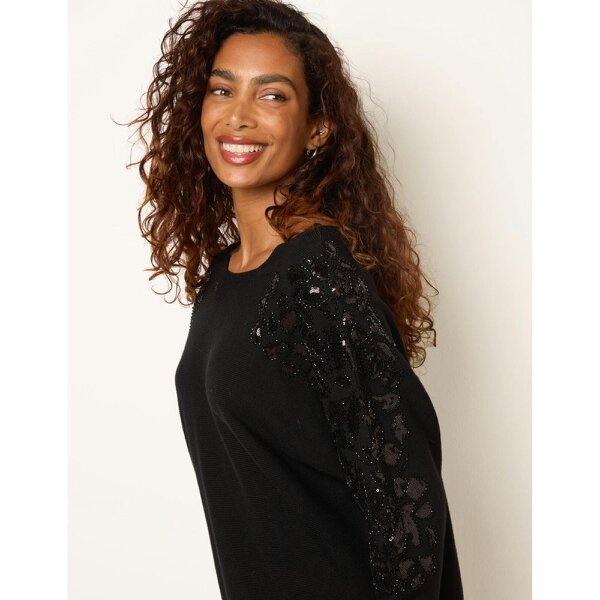 Blue Vanilla Batwing Embellished Knit Jumper
