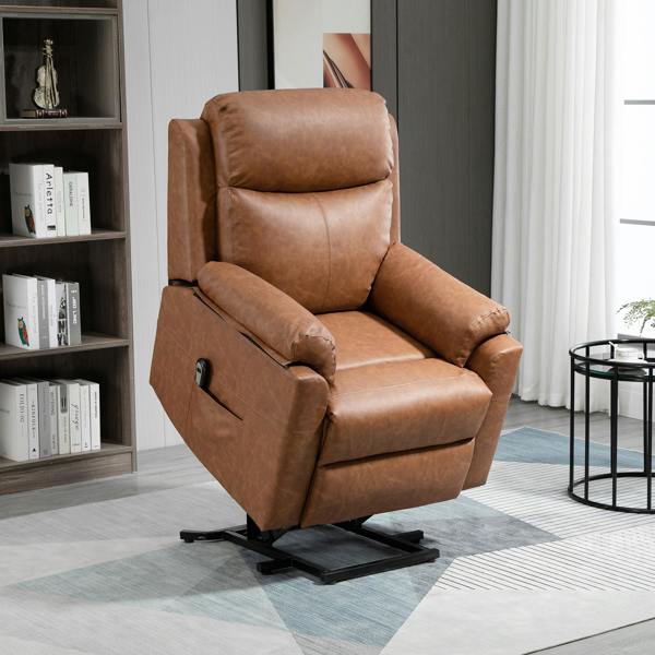 HOMCOM Power Lift Chair Electric Riser Armchair with Remote Control - Brown