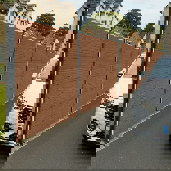 Monstershop Composite Fence Panel & LED Posts x 2 - Brown