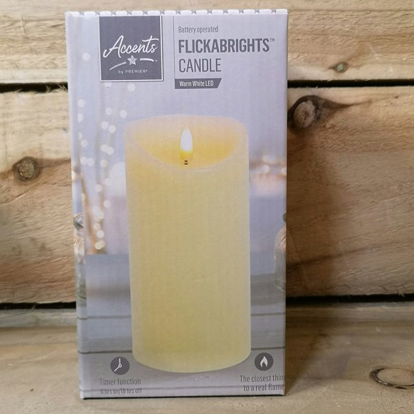 Samuel Alexander 18cm Premier Christmas Cream Flickerbright Candle with Timer