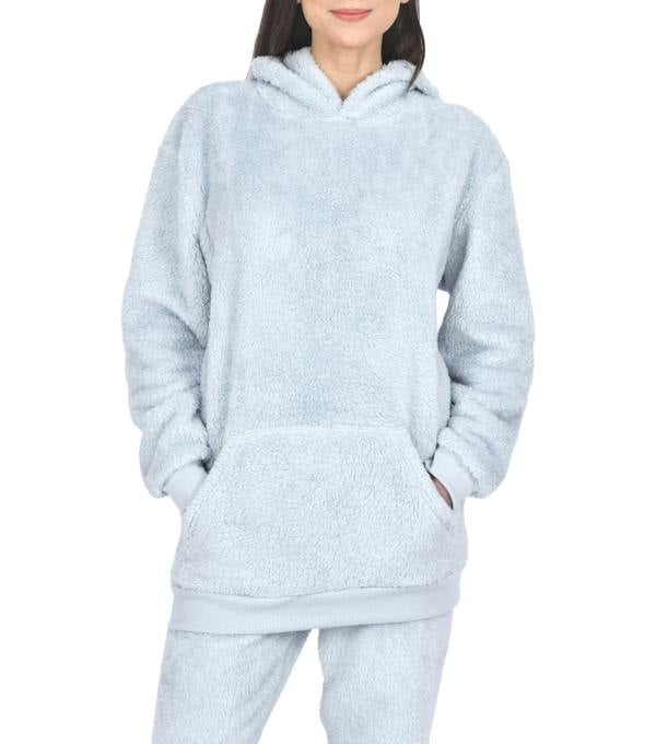Smart Living Women's Teddy Fleece Hoodie - Baby Blue