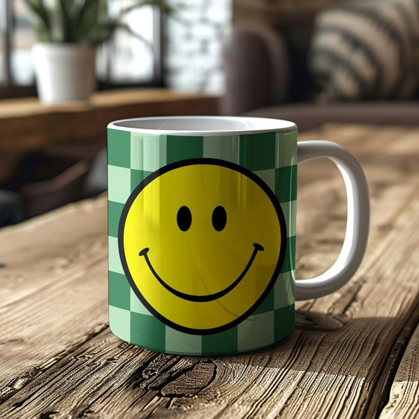 Checkerboard Checkmate Smiley Mug in Apple Sours - Love Frankie