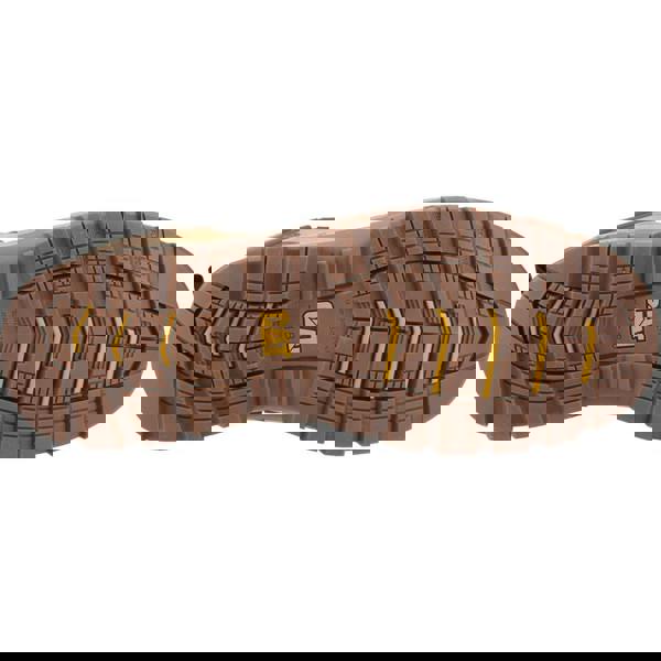 Caterpillar Striver XL 8" Mens Side Zip Waterproof S7 Safety Ankle Boots, view of the rugged sole with deep tread patterns and yellow accents for slip resistance and durability.