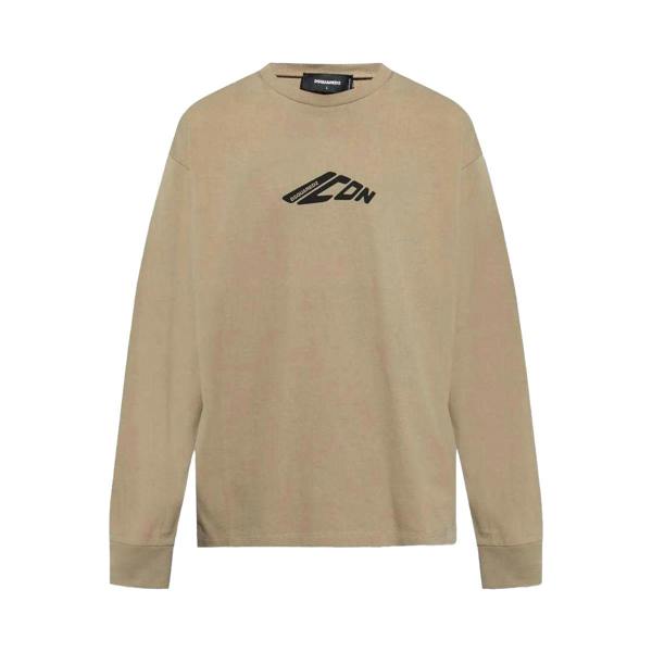 DSquared2 Unisex Adult Icon Stretch Logo Long-Sleeved T-Shirt - Khaki - 