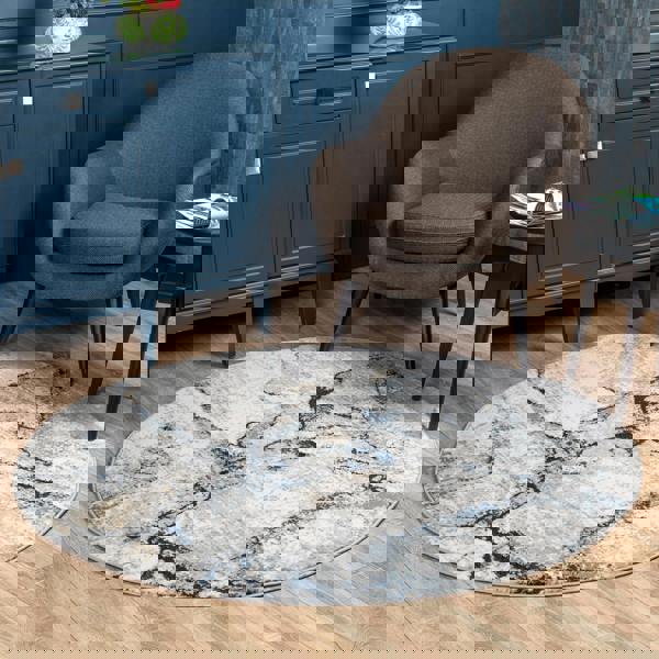 Livabliss Jolie-Abstract Grey Blue Ivory Brown Modern Marble Rug