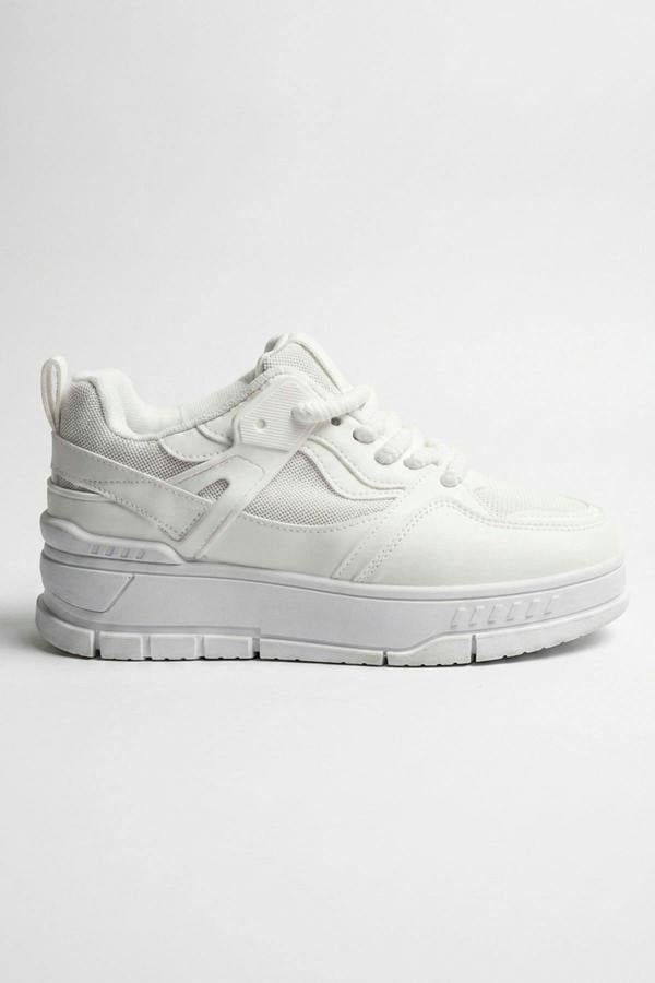 Genevieve Monochrome Chunky Sole Trainers - White