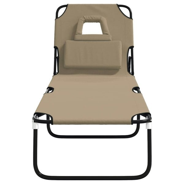 Berkfield Folding Sun Lounger Taupe Oxford Fabric&Powder-coated Steel
