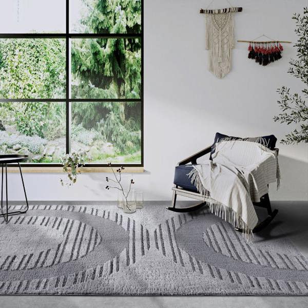 Hanse Home High Pile – Soft Geometric Shaggy Grey Rug