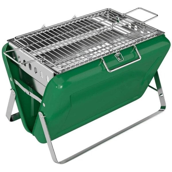 Bobobiy Charcoal BBQ Grill Portable Stainless Steel Barbecue with Tilting Grate for Camping Picnic Garden Dark Green