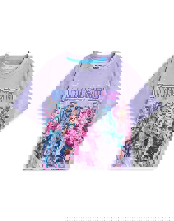 Monster High Girls Purple Character Group Short Sleeve Long Leg Pyjama Set