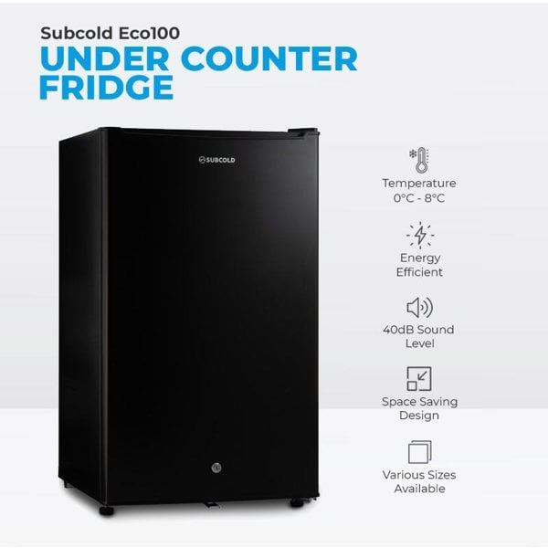 Subcold Eco100 LED Under Counter Fridge - Black