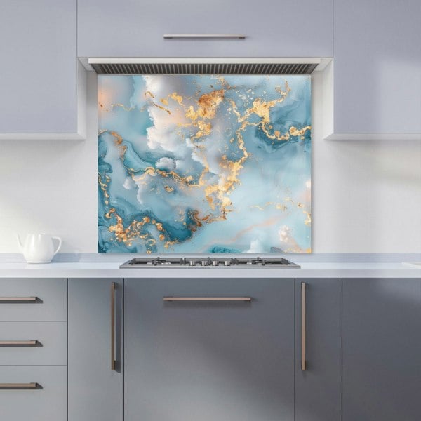 Warren Reed - Designer Blue And Gold Marble Effect Kitchen Splashback