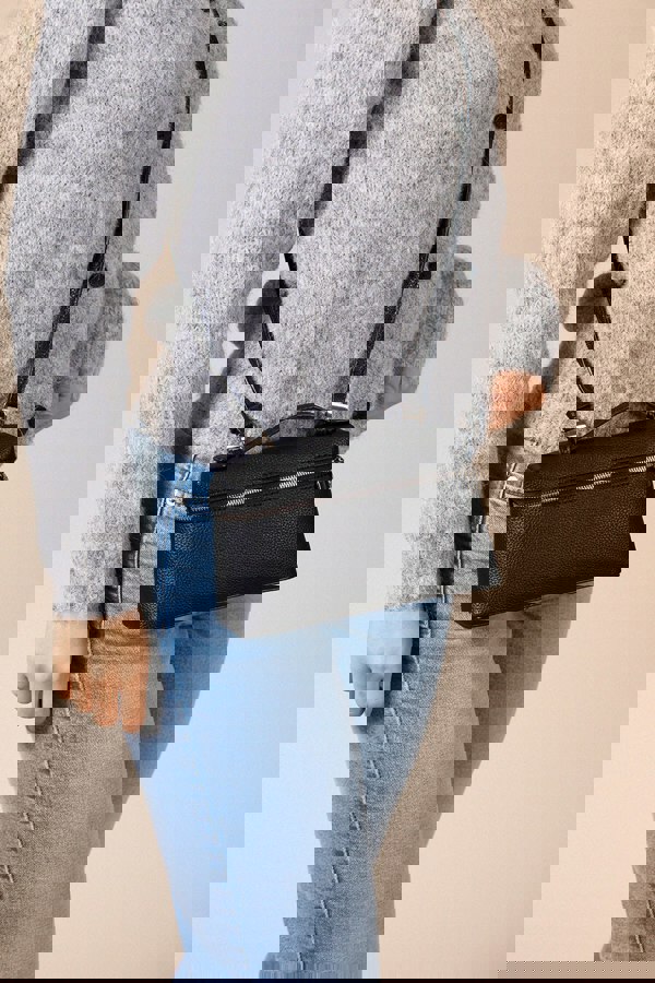 SVNX Faux Leather Crossbody Satchel In Black