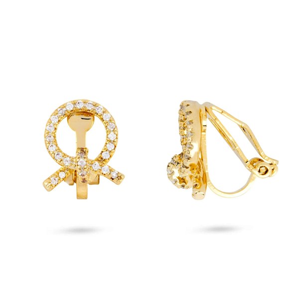 Gold Trip Round Bow Clip On Earrings