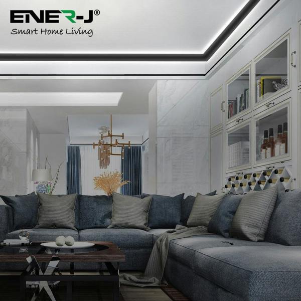 ENER-J Gypsum LED Cove Light 45 Degree Corner Aluminum Profile- Black, 2 Meters