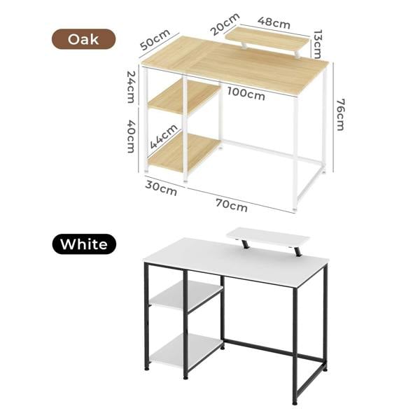 Levede Office Desk Ergonomic Computer Table with Storage Shelves Monitor Stand