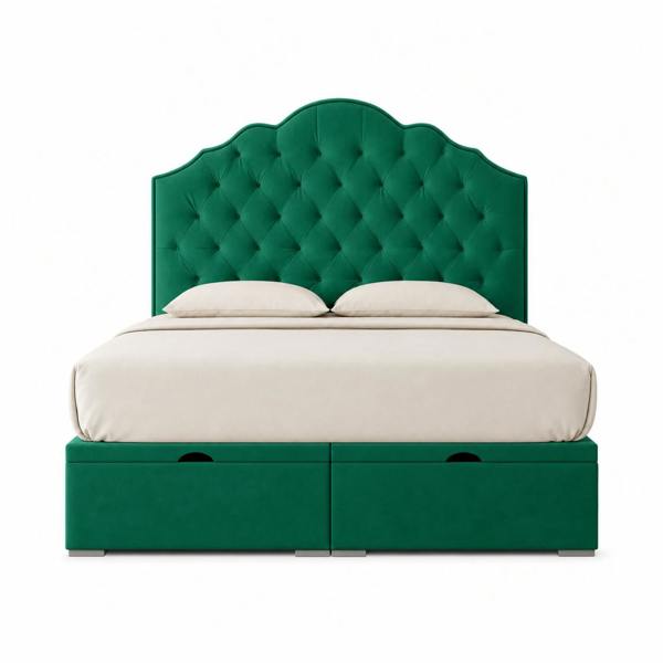 Great British Beds Sydney Divan Ottoman Bed - Green Plush
