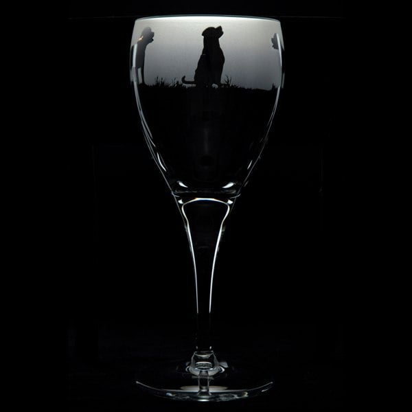 Glyptic Glass ArtRottweiler Dog Crystal Wine Glass - Hand Etched/Engraved Gift