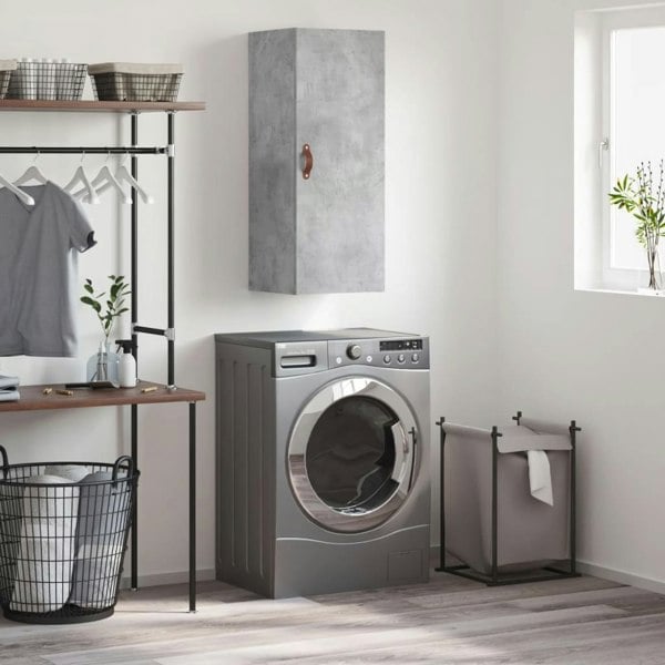 Berkfield Wall Mounted Cabinet Concrete Grey 34.5x34x90 cm