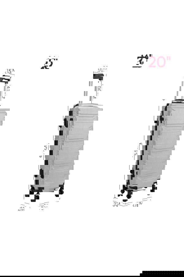 Living and Home Rolling Hardshell Luggage Travel Suitcase, 20" Grey