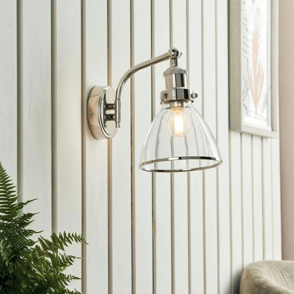 Pagazzi Lighting Brunswick Polished Nickel & Glass Wall Light