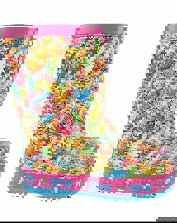 Shopkins Girls Pink All Over Print Wellington Boots without Handles