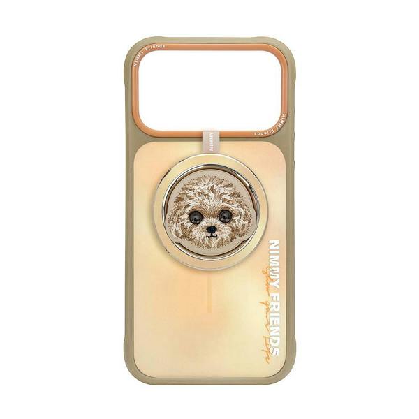 Nimmy Friends Nimmy Big Eye Cute Pet Poodle Dog Face Case with Detachable MagSafe Grip for iPhone 17 Pro 6.3" Brown Orange - N-XDY-CXZJZH-IP17-PRO-014