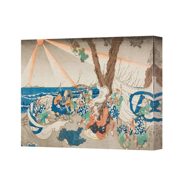 Benjamin Tate Design Canvas Art Print 4212 Japanese Ukiyoe Scene With Boat And Waves