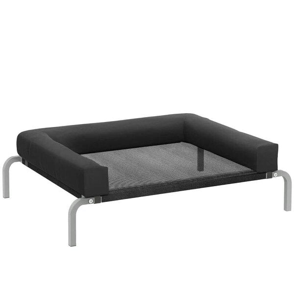 Elevated Dog Bed with Removable Bolsters, Raised Dog Bed for Small Breeds, Portable Indoor & Outdoor Pet Cots, Black
