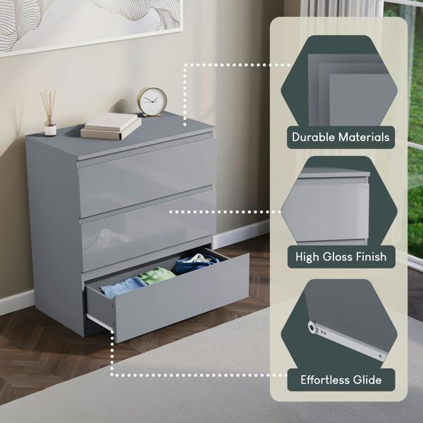 Vida Designs Glinton 3 Drawer Chest, Black