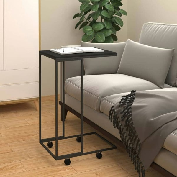 Berkfield Side Table with Wheels Black 40x30x63.5 cm Engineered Wood