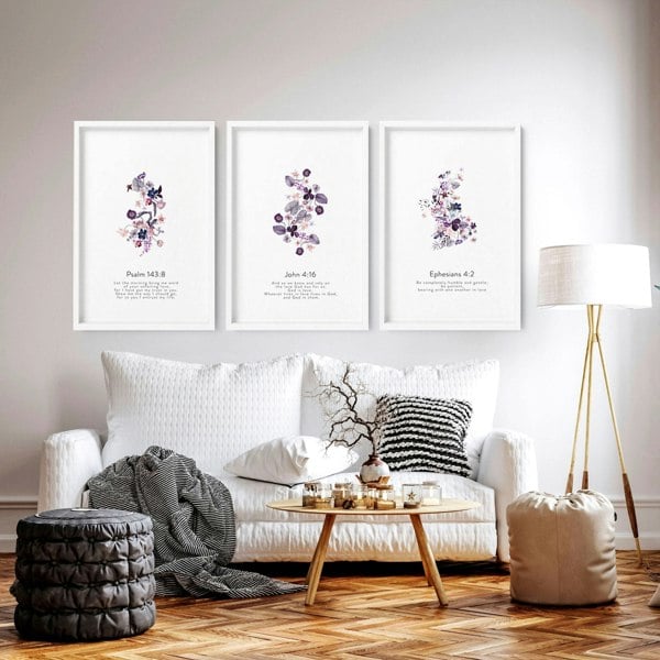 Large prints for living room | set of 3 Christian wall art prints