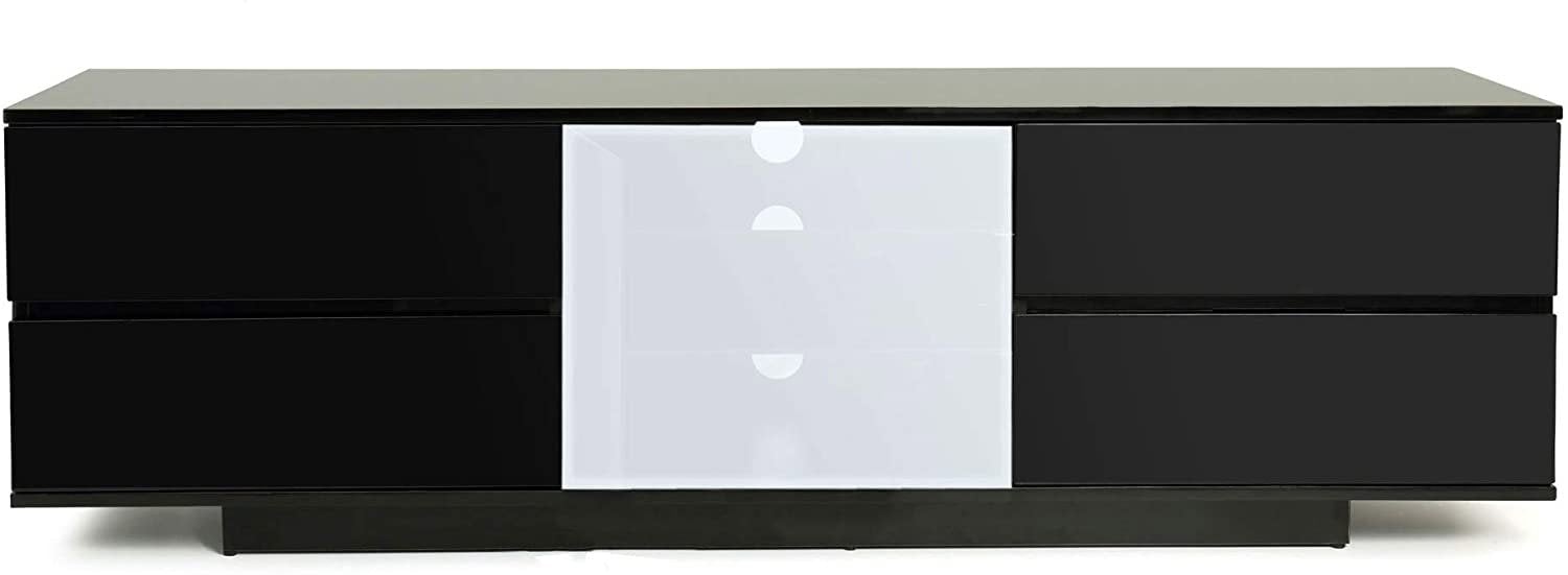 Centurion Supports AVITUS ULTRA Remote Friendly Beam-Thru Premium Black with 4-Black Drawers 32"-65" Flat Screen TV Cabinet