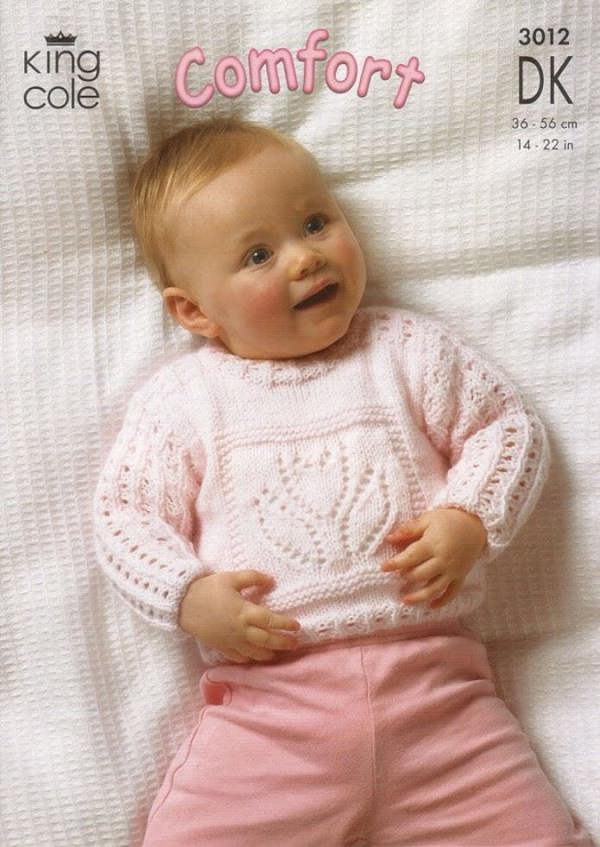 King Cole Comfort Knitting Pattern 3012, Blankets, Sweaters for Baby, 14 - 22 Inches - Intermediate