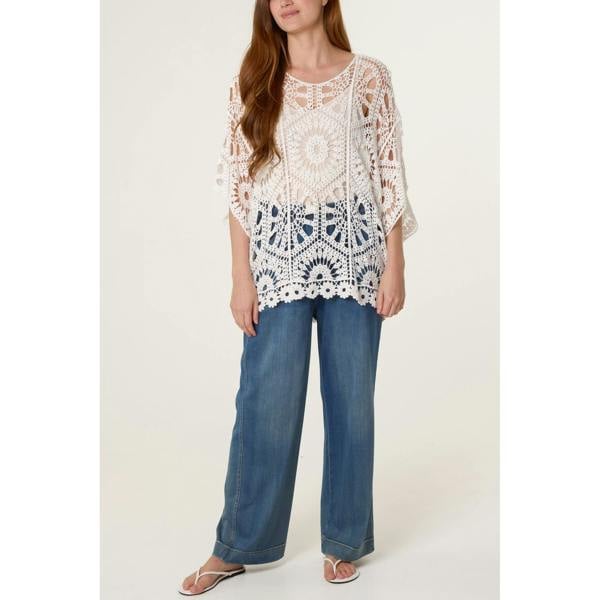 Blue Vanilla Crochet Detailed Kimono Top