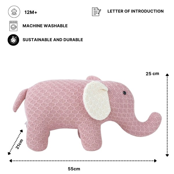CROCHETTS Set of 2 cotton elephant plush toys (Large + Mini) PLTR02LTM03