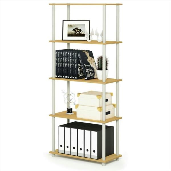 WALPLUS Turn-N-Tube 5-Tier Multipurpose Shelf Display Rack, Beech/White perfect for organized storage and display