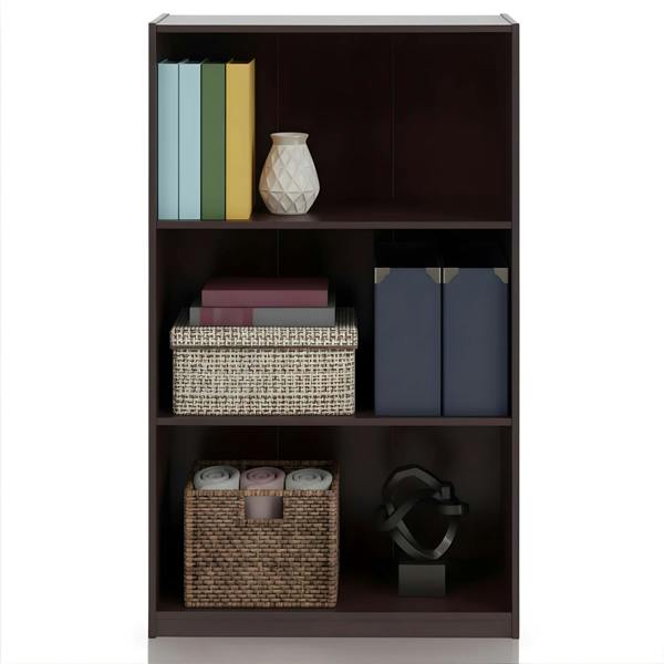 WALPLUS Basic 3-Tier Bookcase Storage Shelves, Dark Walnut | High Quality Decorative Wall Design