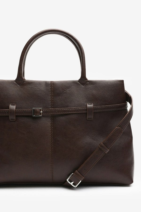 Where's That From Flores Luxury Structured Leather Tote Bag in Brown