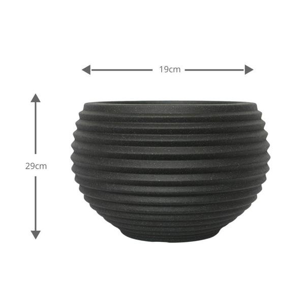 Oslo Round Ribbed Plant Pot 29 x 19cm 9L - Black