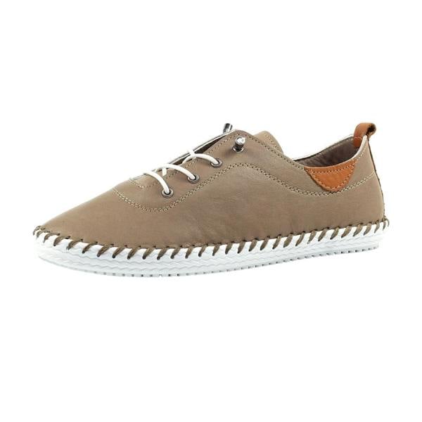 Lunar Womens/Ladies St Ives Leather Plimsolls - Taupe - 